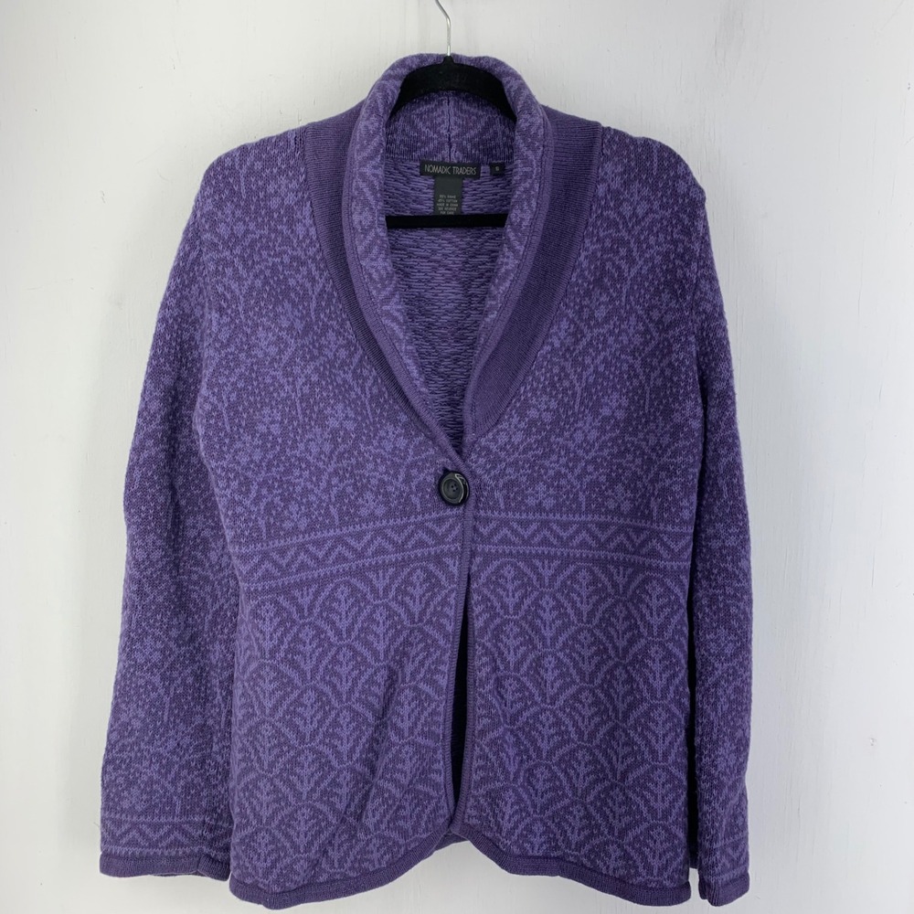Nomadic‎ Traders Womens Small Cardigan Sweater Fair Isle Fisherman Boho Nordic